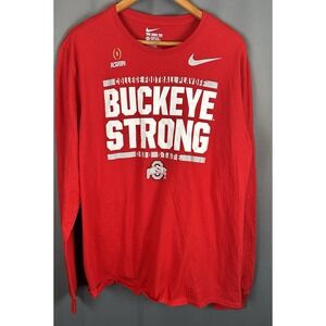 Ohio State‎ Buckeye Strong Nike Tee Red Long Sleeve Shirt CFP Playoffs Mens 2XL